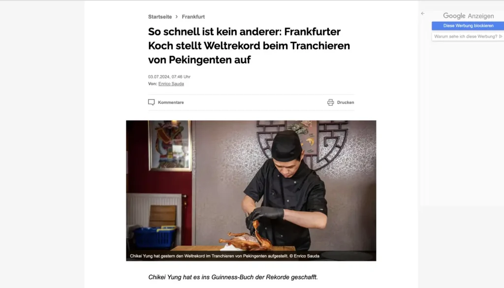 Peking Ente Weltrekord – Frankfurter Neue Presse Peking Ente Weltrekord – Frankfurter Neue Presse