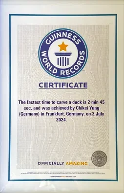 Original Giunness World Record Zertifikat von Chikei Yung