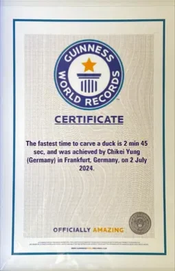 Original Giunness World Record Zertifikat von Chikei YUNG