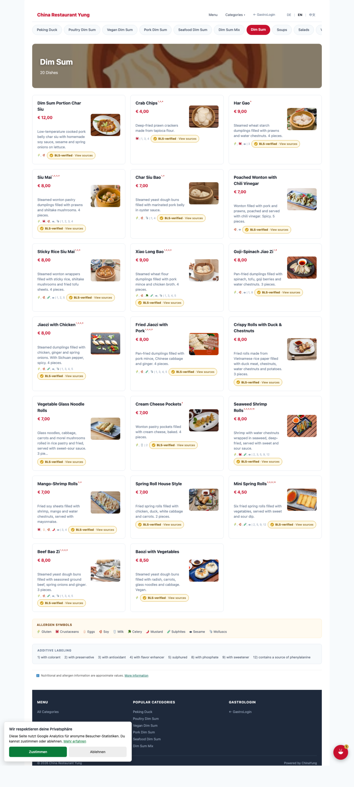 Dim Sum Menu &mdash; BLS-verified micronutrients